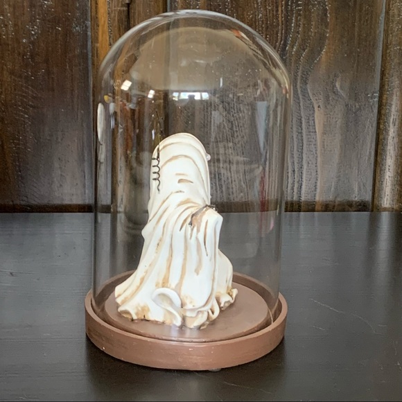 HTF - Glass Dome Ghost Cloche Light Up Halloween Decor - Boo Bats - Picture 8 of 13